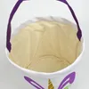 Secchio con stampa di coniglio per festa di Pasqua, in tela, in cotone, con coniglietto, per bambini, per cacciare la Pasqua, con uova e caramelle