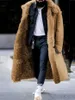 Mandylandy Winter Mens Jacket Cardigan Lapel Long Coat Wool Warm Windproof Overcoat Fur Collar Coat