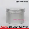 سميكة الألومنيوم حامل الألومنيوم شمعة 120G والقصدير مع أغطية العلب المعدنية 120ML ستريت الثقيلة لالجرار الشموع 0.5mm و