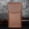 New Simple Genuine Leather Waist Bag Men Crazy Horse Cowhide Cash Slot Mobile Phone Pouch Pack Retro Wallet Belt Loop Hoop 201117