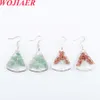 Pendientes colgantes de árbol de la vida con Chip de piedra Natural WOJIAER para mujer, pendiente de gancho de Sector de ópalo de cristal curativo, joyería BO939