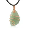 gold plated winding irregular natural stone agate crystal pendant necklace jewelry drop selling NE12141874337