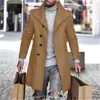 Man Ullblandningar Coats Fashion Trend Långärmad Single-breasted Lapel Ytterkläder Designer Man Vinter Ny Casual Slim Mid-Length Woolen Coat