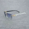 Óculos de sol de madeira natural masculino preto búfalo chifre sem aro óculos femininos acessórios metal moldura Oculos square gafas para clube francês