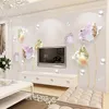 チューリップウォールステッカー花 3D ウォールステッカーリビングルームベッドルームバスルーム家の装飾装飾ポスター T200111
