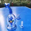 8 Inch Mushroom Bong Perc Base Glass Water Pipe Blue Hookah Tobacco Smoking Bubbler Smoke Pipes Bongs Bottles 14mm Bowl