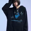 Tnqt tourniquet mode merk cyberpunk mechanische metalen hart vlinder liefhebbers trui hoodie mannen en vrouwen