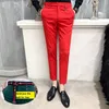 Męskie spodnie społeczne Białe spodnie męskie Brytyjskie Spodnie Styl Męskie Zielone Spodnie Office Dress Slim Fit Tight Red Social Club Różowy 20118