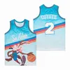 Basketball The Movie Film Coyote Jersey 2 X Looney Tunes Wile The Camp HipHop Pour les fans de sport Pur coton Hip Hop Broderie et couture Bleu Rouge Blanc Couleur Bonne qualité