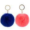 Mode pom nyckelringar nyckelring imitera kanin päls boll keychain väska plysch bil nyckelhållare hängande kedja ring för kvinnor dam smycken 6cm