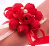 手首のコサージュ花嫁介添人の姉妹手板の花silk人工絹のレース花嫁の花の花飾りブライダルプロ8359012
