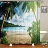 3D Seaside Scenery Beach Shower Curtain Home Decor Curtain Moldproof Waterproof Belt Hook Shower curtain Douchegordijn LJ201130
