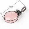 Hand geweven edelsteen platte ronde kraal creatieve hanger natuursteen persoonlijkheid mode DIY vrouwen ketting amethist rose quartz helende kristallen sieraden handwerk