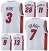 Skärmtryck Basketball Dwyane Wade Jersey 3 Jimmy Butler 21 Tyler Herro 14 Goran Dragic 7 Kendrick Nunn Bam Adebayo Svart Blå Röd