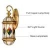 Europese Stijl Koperen Wandlamp Retro Romantische Waterdichte Roestwerende Villa Tuin Balkon Gang Glas Outdoor Wandlampen E27 LED Lamp