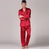 Herbst Herren Fleck Seide Pyjama Set Schlafanzug Männer Nachtwäsche Moderne Stil Seide Nachthemd Hause Männliche Satin Weiche Gemütliche Für schlafen 20211