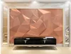 Fashion 3d solid geometric wallpapers rose gold abstract modern wallpaper for living room