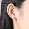 Real 925 Sterling Silver Flower Stud Örhängen för Kvinnor Julklapp Bröllopsutlåtande Smycken Pendientes