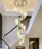 NOUVEAU Lustre led de luxe pour escalier longue lampe en cristal moderne salon grand luminaire en cristal décor à la maison éclairage intérieur