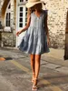 Solid Ruffle Trim Smock Dress She02