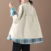 CHICEVER Coreano Patchwork Colore di Colpo Giacca da Donna Collo con Risvolto Manica Lunga Oversize Cappotto Allentato Moda Autunno Femminile 201023