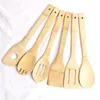 Bambuslöffel Spatel 6 Stile tragbare Holz Utensil Kochkochwender geschlitzte Mischhalter Schaufeln LX4069