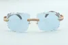 2021 Neueste Stil Pfauenholz Tempel Sonnenbrille 3524020 Schneidlinsen Mikropavierende Diamantenbrillen Größe 5818135 mm1851584