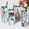 New 20oz Sublimation Straight tumblers with Steel Straw Rubber Bottoms Stainless tumbler Coffee Mug Water Bottle Shiny Matte Cups