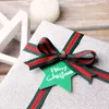 220 jardas 10mm largura Feliz Natal Fita Verde Snowflake Impressão Glitter Tecido Ribbons Envoltório Caixa de Presente Envolvendo Festivel