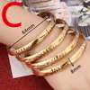 Novas 4 pcs Mulheres Openable Matte Simples Padrão Cuff Braceletes Cor de Ouro Pull Bangles Partido de Casamento Dubai Gold Etiópia Jóias