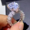 Rozmiar 5-10 Top sprzedam luksusowa biżuteria 925 Sterling Silver kropla wody gruszka Cut biały Topaz duży CZ diament kamienie szlachetne kobiety obrączka pierścionek prezent