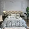 ブルームの花の葉吹雪カバーセット600TCエジプトの綿の寝具セットクイーンキングサイズのキルトカバーベッドシートセットピローケース201021