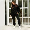 Kobiety 2 sztuk Zestaw Casual Track Track Zimowe Kobiece Zestawy Oversized Kapturem Z Długim Rękawem Kapturem Spodnie Sportowe Lady Suit