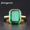 PANSYSEN 18K Or Couleur Émeraude Anneaux pour Femmes Vintage Réel Argent 925 Bague Hommes Bijoux Marque Anniversaire Fête Cadeau en gros J1225