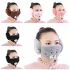 2 in 1 yetişkin ve çocuklar yüz maskeleri Karttoon hayvanlar tasarımlar ağız muffle toz geçirmez yüz maskesi açık kış sıcak rüzgar geçirmez yarım maske ZZC3737