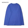 MOINWATER Vrouwen 100% Katoen Lange Mouw T-shirts voor Herfst Vrouwelijke Groen Paars Lente Solid Tees Tops MLT2138 220207