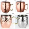 Moscow Mule Copper Mugs Mugs en cuivre fabriqués à la main pour Moscow Mule Cocktai Mule Mugs Boire Martelé Cuivre Laiton Maison Seaway RRF12828