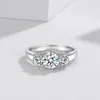 100 Original 925 Solid Silver Ring Staggered Connection 6mm 1ct CZ Zirconia Wedding Engagement Rings For Women Fine Jewelry Gift 4837115