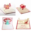 4 Styles Cartes De Voeux De Noël 3D À La Main Père Noël Cadeau Cartes Postales Fête De Noël Invitation De Vacances Fournitures De Fête