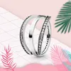 2022 Hot 100% 925 Sterling Silver Crossover Pave Triple Band Ring para mujer Wedding Party Fashion Lady Jewelry Gifts Novias con caja original