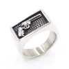 Anillo de pistola de motorista de plata Retro de acero inoxidable 316, joyería gótica Punk de moda para hombres, anillos cuadrados oblongos con forma de rectángulo