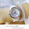 BS Luxury Ceramic Women Watch Crystal White Ladies Quartz Armbandsur Mode Kvinnor Klockor Ladies Armband Klockor Kvinna Klocka 201119