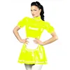 Plus Size Sexy High Neck Classic Maid PVC Dress Lady Role Play Party Halloween Servant Costume Short Sleeve Cosplay Maid Vestido