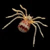 Designer vintage Micro Pave CZ Broches de aranha vermelha Tono de ouro de 8 olhos vermelhos pernas pinos de aranha perigosos jóias de férias de halloween 201009