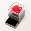 Artificial Soap Rose Flower Acrylic Jewelry Box with Tote Bag for Valentine's Day Gift Preserved Eternal Soap Flower Jewelry Box