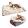 Coussin pliable pour animaux de compagnie Super doux carré en peluche chat tapis de lit petit chien repos couverture hiver chaud dormir chiot chats nid coussins de sommeil