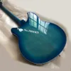 2023 Neuankömmling 12-saitige E-Gitarre, Musikinstrument, blaue Farbe, Mahagoni-Griffbrett, halbleerer Kern