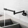 360 Degree Rotating Black Wall Mounted Single Cold Water Tap Solid Brass Swivel Folding Kitchen Sink Basin Faucet T200423