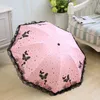 Podwójna warstwa Czarny Klej Słońce Parasol Kobieta Rain Reverse Parasole Guarda Chuva Invertido Paraguas Parapluie Wiatroodporny 201112