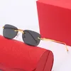 デザイナーサングラス carti メガネゴールドシルバーヒョウヘッド女性男性サンシェード複合金属リムレス光学フレームクラシック最新ファッションクリアフレーム眼鏡